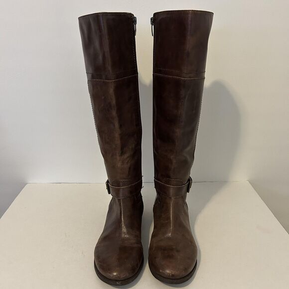 Marc Fisher Boots Womens Size 8 Brown Riding Knee High Side Zip Buckle Tall - Picture 5 of 14